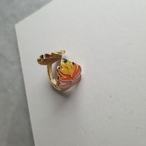 Gold Tone Open Feather Ring